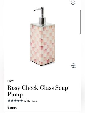 MacKenzie-Childs Rosy Check Glass Soap Pump